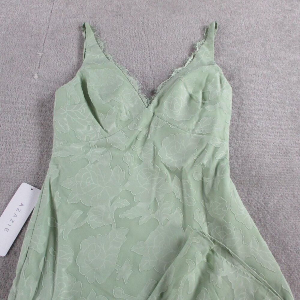 AZAZIE Tianna Dress Womens 4 Dusty Sage Sheath Lace Floral Burnout Bridesmaid - Picture 3 of 8